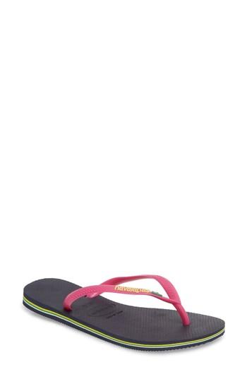 Women's Havianas Slim Brazil Flip Flop /40 Br - Blue