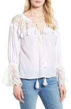 Women's Kas New York Berkley White Lace Cotton Blend Top - White