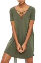 Women's Topshop Lattice Jersey Swing Dress Us (fits Like 0) - Green
