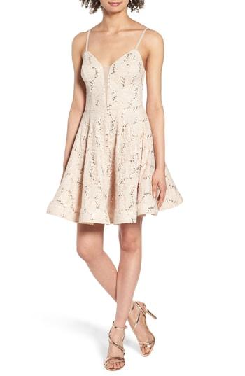 Women's Speechless Sequin Lace Skater Dress - Pink
