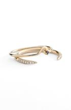 Women's Wwake 'micropave Open Slice' White Diamond Ring & 'triangle Lineage' Black Diamond Ring (set Of 2)