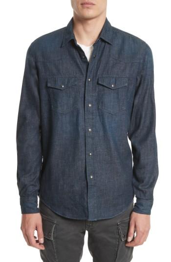 Men's Belstaff Somerford Denim Sport Shirt, Size - Blue
