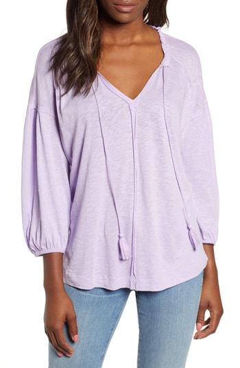 Women's Caslon Knit Peasant Tee - Purple