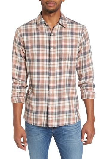 Men's Frame Denim Regular Fit Fray Hem Flannel Sport Shirt - Grey