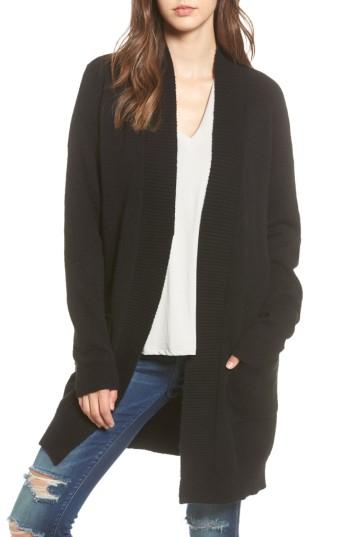 Women's Bp. Rib Trim Long Cardigan - Black