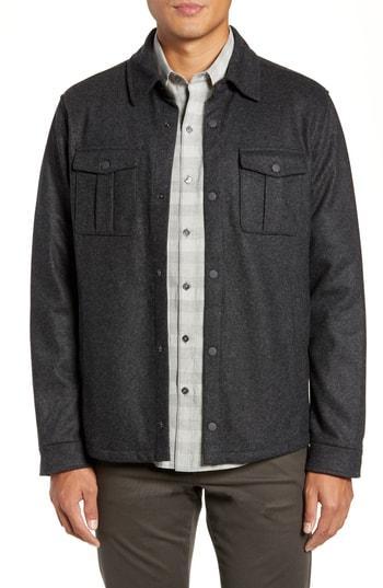 Men's Zachary Prell Seymour Regular Fit Wool Blend Shirt Jacket - Grey