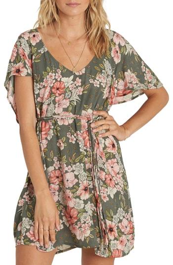 Women's Billabong Fine Flutter Floral Print Dress - Green