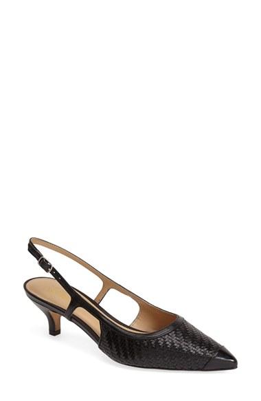 Women's Trotters 'kimberly' Woven Leather Slingback Pump .5 M - Black