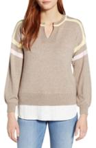 Women's Wit & Wisdom Layered Look Stripe Sweater - Brown