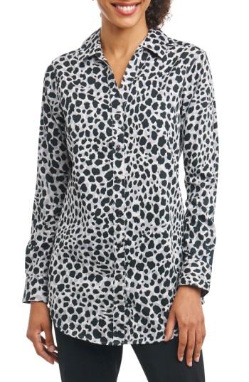 Women's Foxcroft Fay Animal Print Shirt - Grey