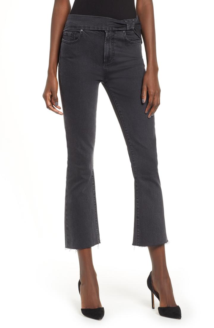 Women's Paige Colette Sash Waist Crop Flare Jeans - Black