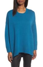 Women's Eileen Fisher Cashmere & Wool Blend Oversize Sweater, Size /x-small - Blue/green