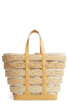 Paco Rabanne Cage Straw & Canvas Tote - Beige