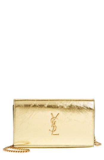 Women's Saint Laurent Kate Metallic Leather Wallet On A Chain -