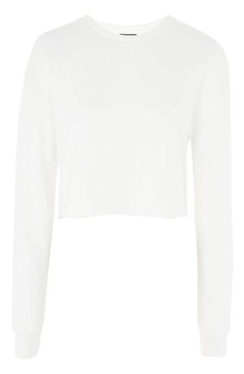 Women's Topshop Crop Sweatshirt Us (fits Like 0-2) - White