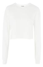 Women's Topshop Crop Sweatshirt Us (fits Like 0-2) - White