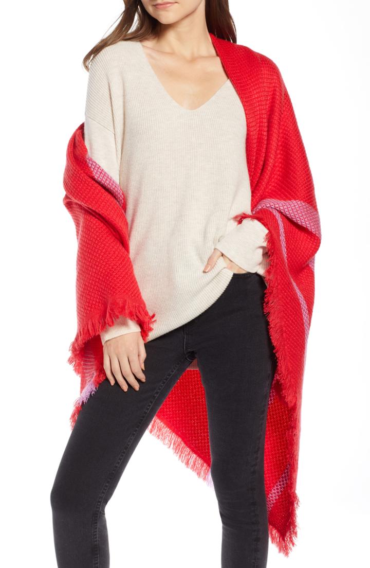 Women's Something Navy Quad Scarf, Size - Red