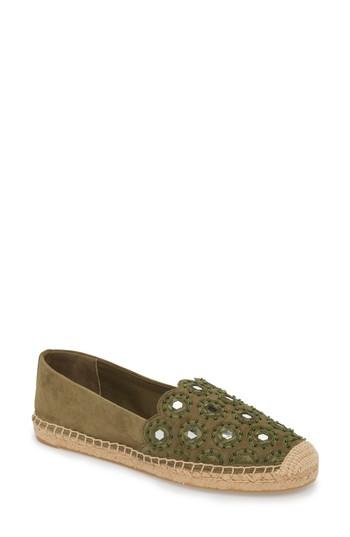 Women's Tory Burch Yasmin Embellished Espadrille M - Green