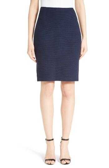 Women's St. John Collection Micro Boucle Pencil Skirt - Blue