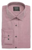 Men's Nordstrom Men's Shop Smartcare(tm) Traditional Fit Herringbone Dress Shirt - 32/33 - Burgundy