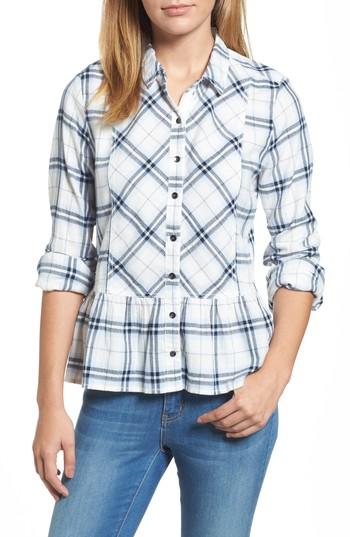 Women's Caslon Peplum Plaid Shirt - Ivory