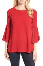 Women's Bobeau Split Ruffle Sleeve Top - Red