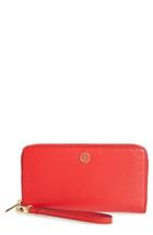 Women's Tory Burch Parker Leather Continental Wallet - Red