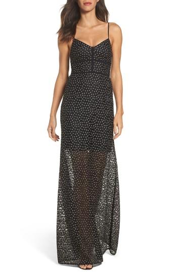 Women's Jill Jill Stuart Floral Lace Crepe Gown - Black