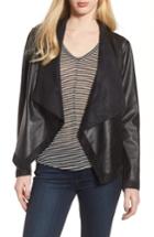 Women's Bb Dakota Teagan Faux Leather Drape Front Jacket