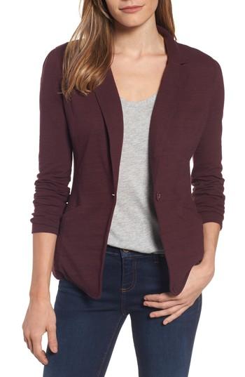 Petite Women's Caslon Knit One-button Blazer - Burgundy
