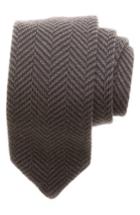 Men's Hook + Albert Herringbone Knit Wool Tie, Size - Grey