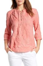 Women's Caslon Print Lace-up Peasant Top