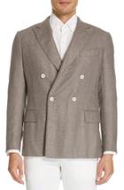 Men's Eidos Balthazar Trim Fit Double Breasted Silk & Wool Sport Coat Us / 48 Eur - Brown