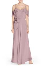 Women's Nouvelle Amsale Cold Shoulder A-line Chiffon Gown - Purple