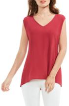Women's Vince Camuto Mixed Media Top, Size - Red