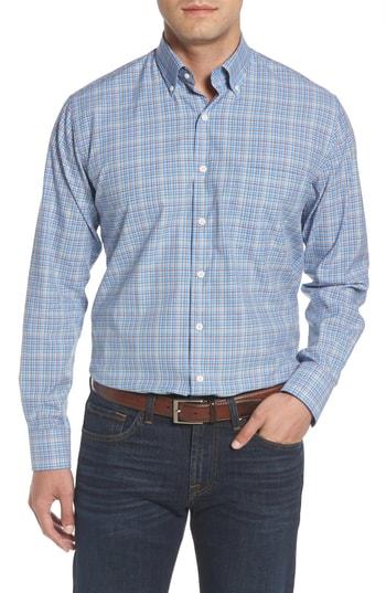 Men's Peter Millar Fremont Regular Fit Multicheck Sport Shirt - Blue
