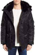 Men's Schott Nyc Satin Flight Parka With Removable Faux Fur Lining - Black