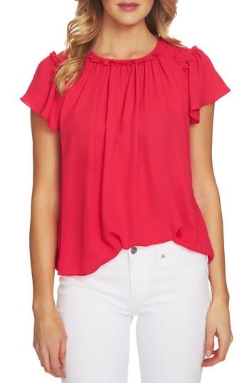 Women's Cece Flutter Sleeve Blouse, Size - Pink