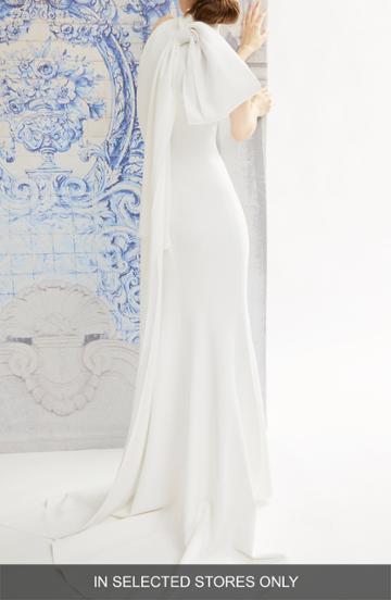 Women's Carolina Herrera Iris Bow Back Halter Wedding Dress, Size In Store Only - White