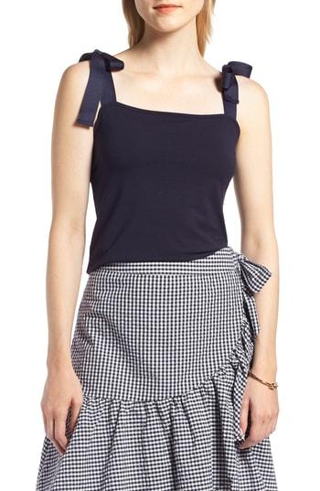 Women's 1901 Bow Shoulder Tank Top, Size - Blue