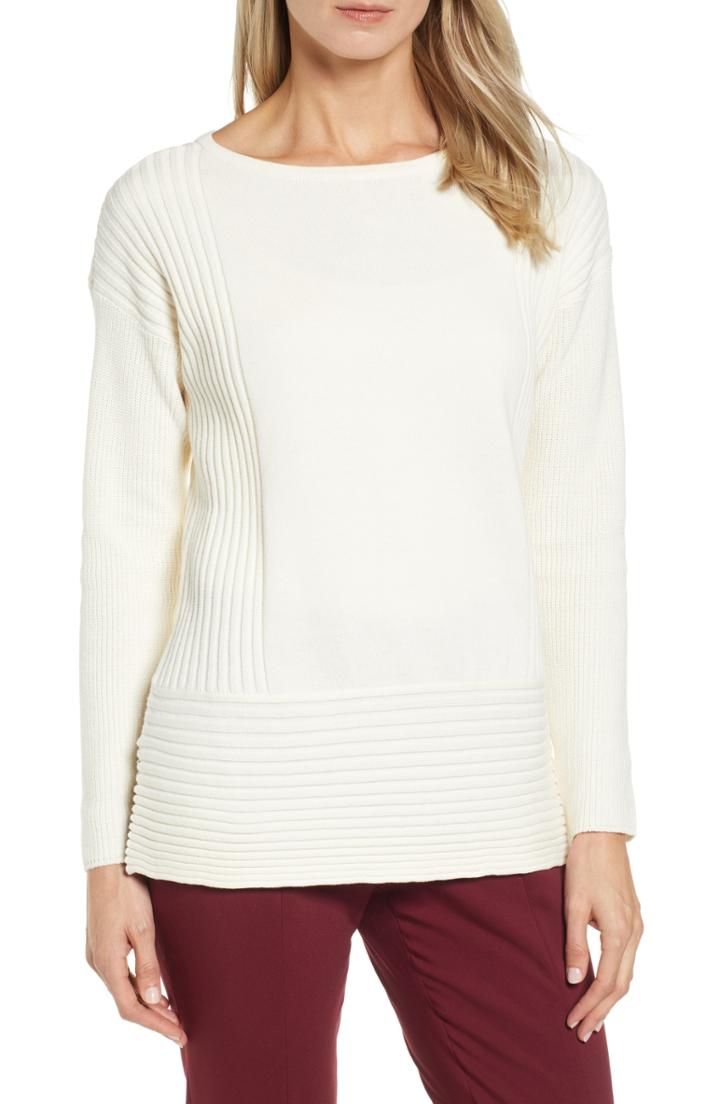 Women's Chaus Ribbed Cotton Sweater - White