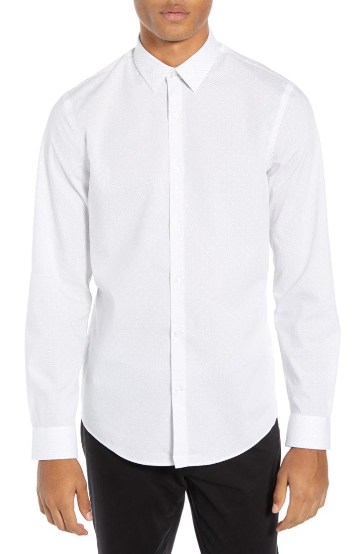 Men's Calibrate Slim Fit Non-iron Micro Dot Sport Shirt - White