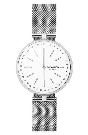 Women's Skagen Signatur Connected T-bar Mesh Strap Hybrid Smart Watch, 36mm