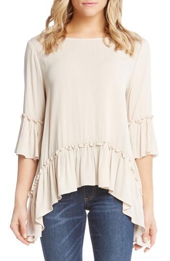 Women's Karen Kane Ruffle Hem Gauze Top - Grey