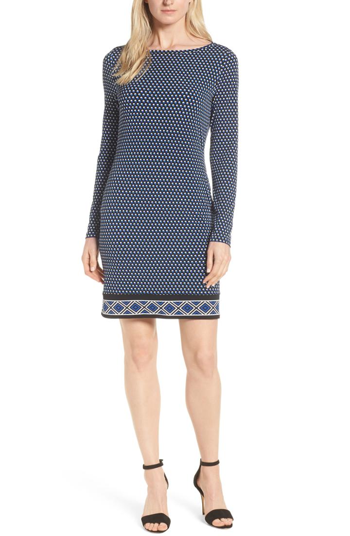 Women's Michael Michael Kors Alston Boatneck Contrast Border Print Dress