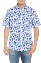 Men's Bugatchi Classic Fit Palm Print Sport Shirt, Size - Blue