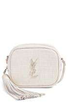 Saint Laurent Monogram Blogger Leather Crossbody Bag - White