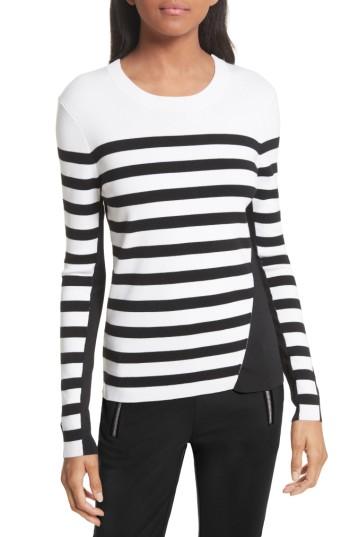 Women's Rag & Bone Cecilee Stripe Merino Wool Blend Pullover, Size - Ivory