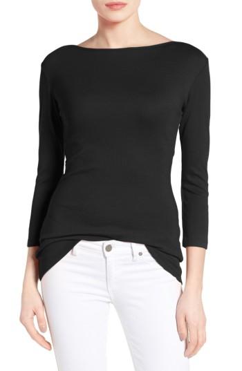 Women's Caslon Three Quarter Sleeve Tee - Black