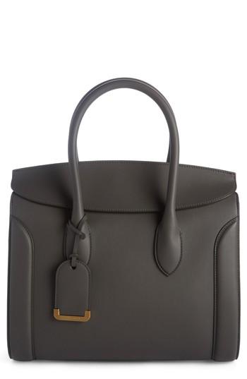 Alexander Mcqueen Heroine 30 Sweet Calfskin Leather Shopper - Grey